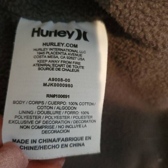 Hurley Black Cotton Denim Warm Lining Jean Jacket - Picture 10 of 13